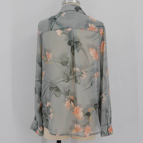 Ro & De Floral Sheer Gray Blouse - Picture 3 of 6